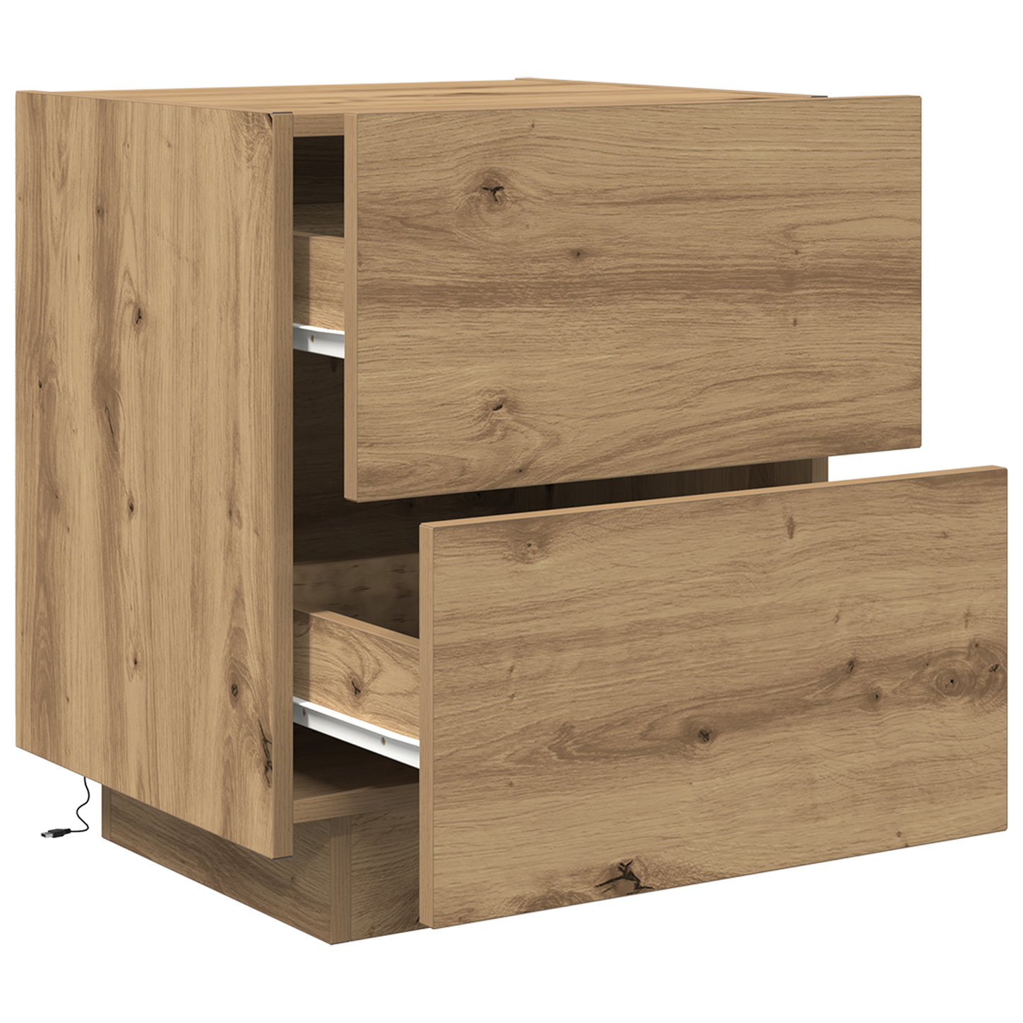 Bedside Cabinets with LED Lights 2 pcs Artisan Oak 45x40x55 cm