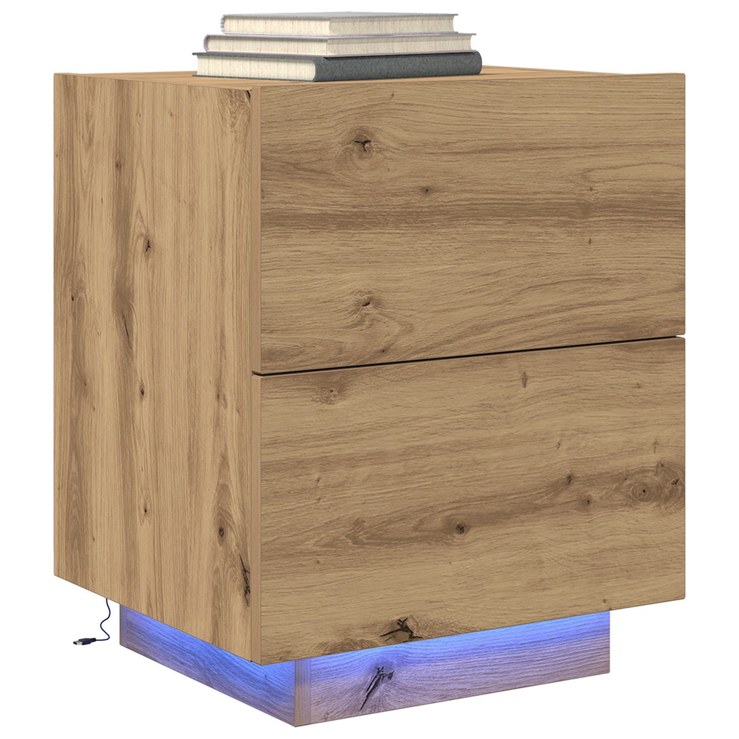 Bedside Cabinets with LED Lights 2 pcs Artisan Oak 45x40x55 cm