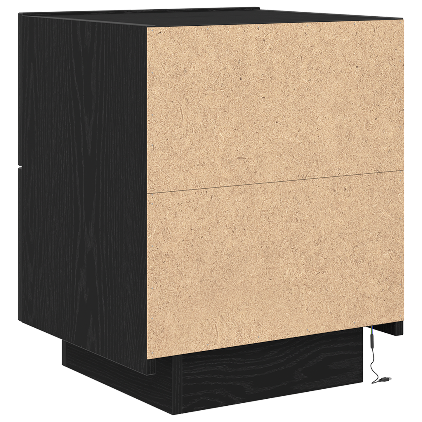 Bedside Cabinet with LED Lights Black Oak 45x40x55 cm