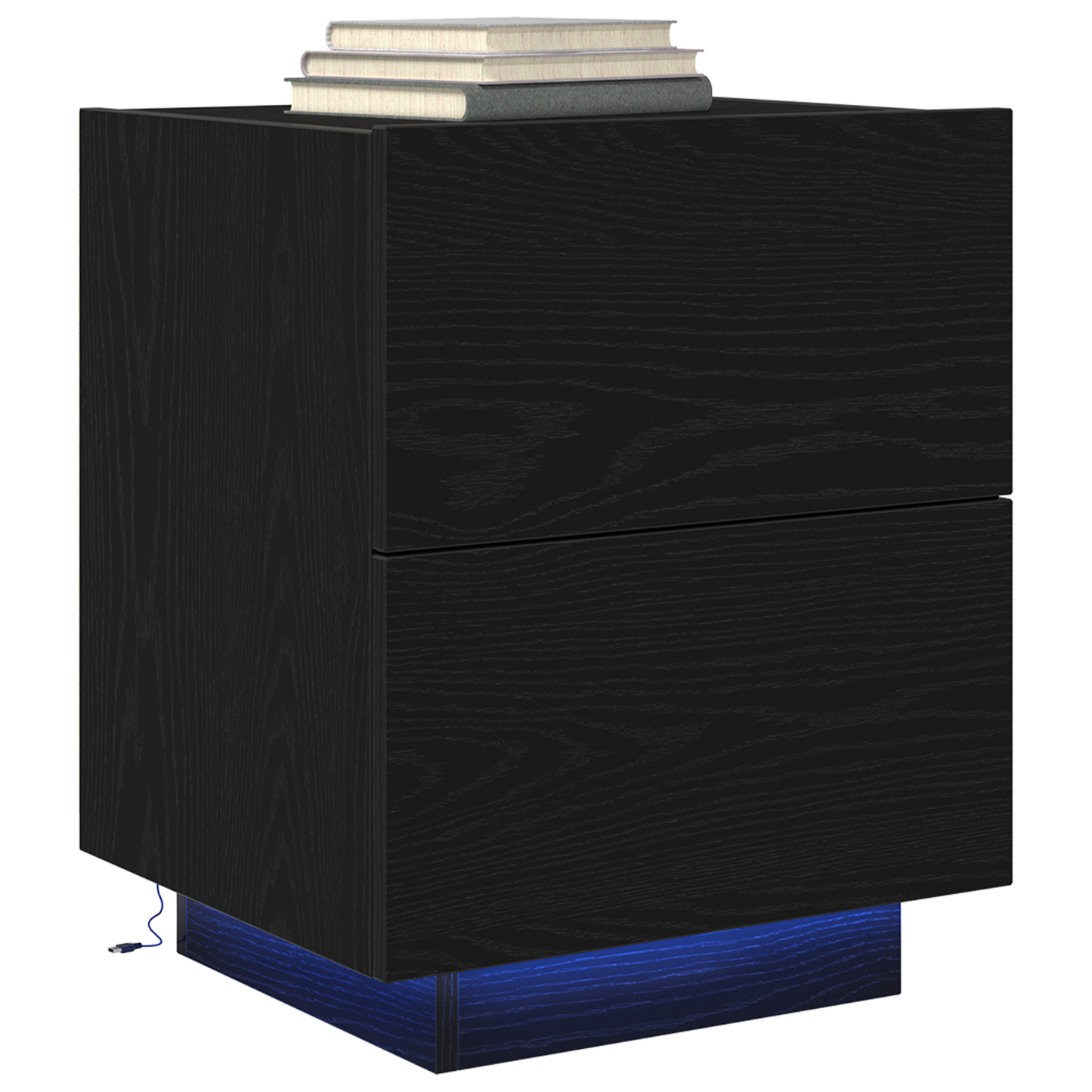 Bedside Cabinet with LED Lights Black Oak 45x40x55 cm