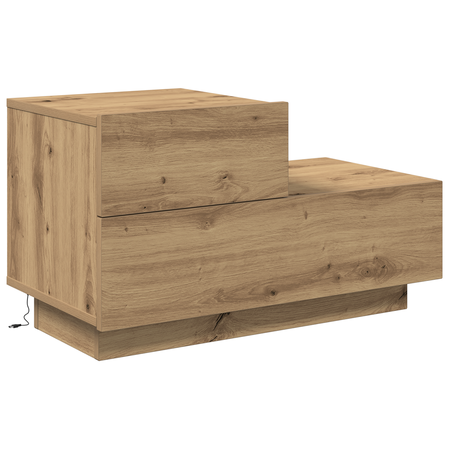 Bedside Cabinet with LED Lights Artisan Oak 100x36x49 cm