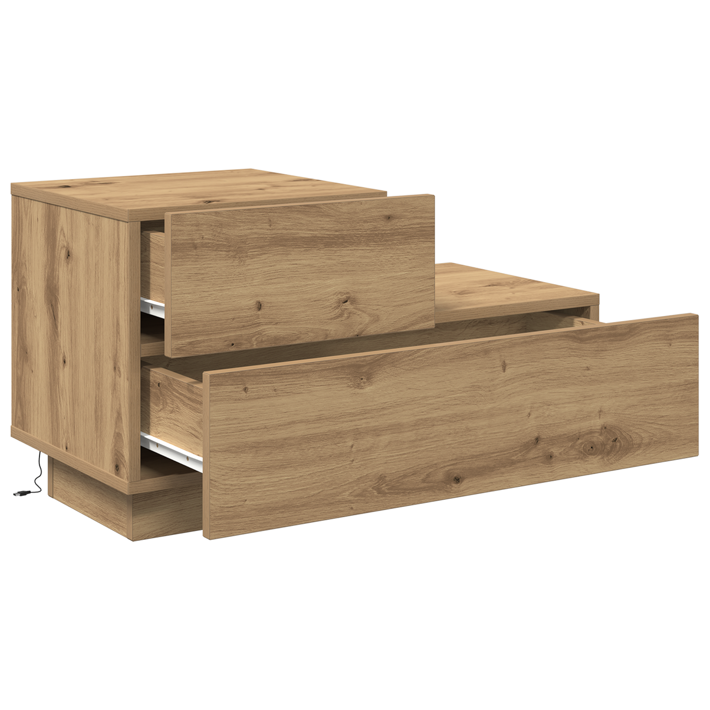 Bedside Cabinet with LED Lights Artisan Oak 100x36x49 cm