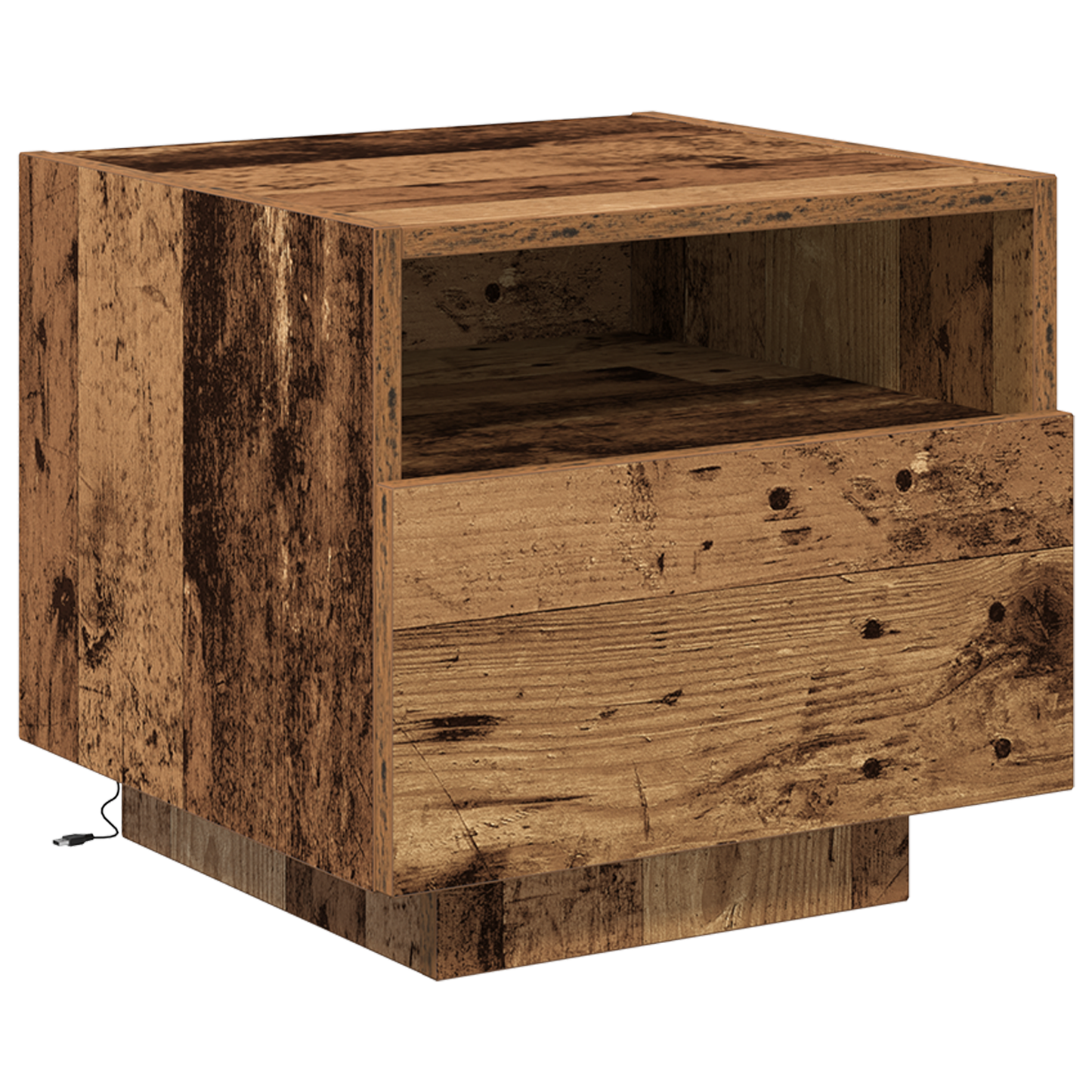Bedside Cabinet with LED Lights Old Wood 40x39x37 cm