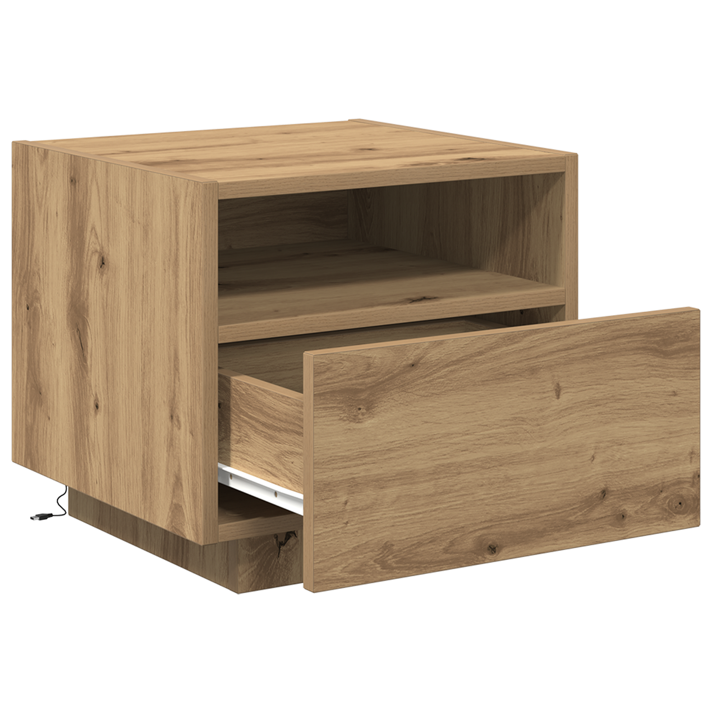 Bedside Cabinet with LED Lights Artisan Oak 40x39x37 cm