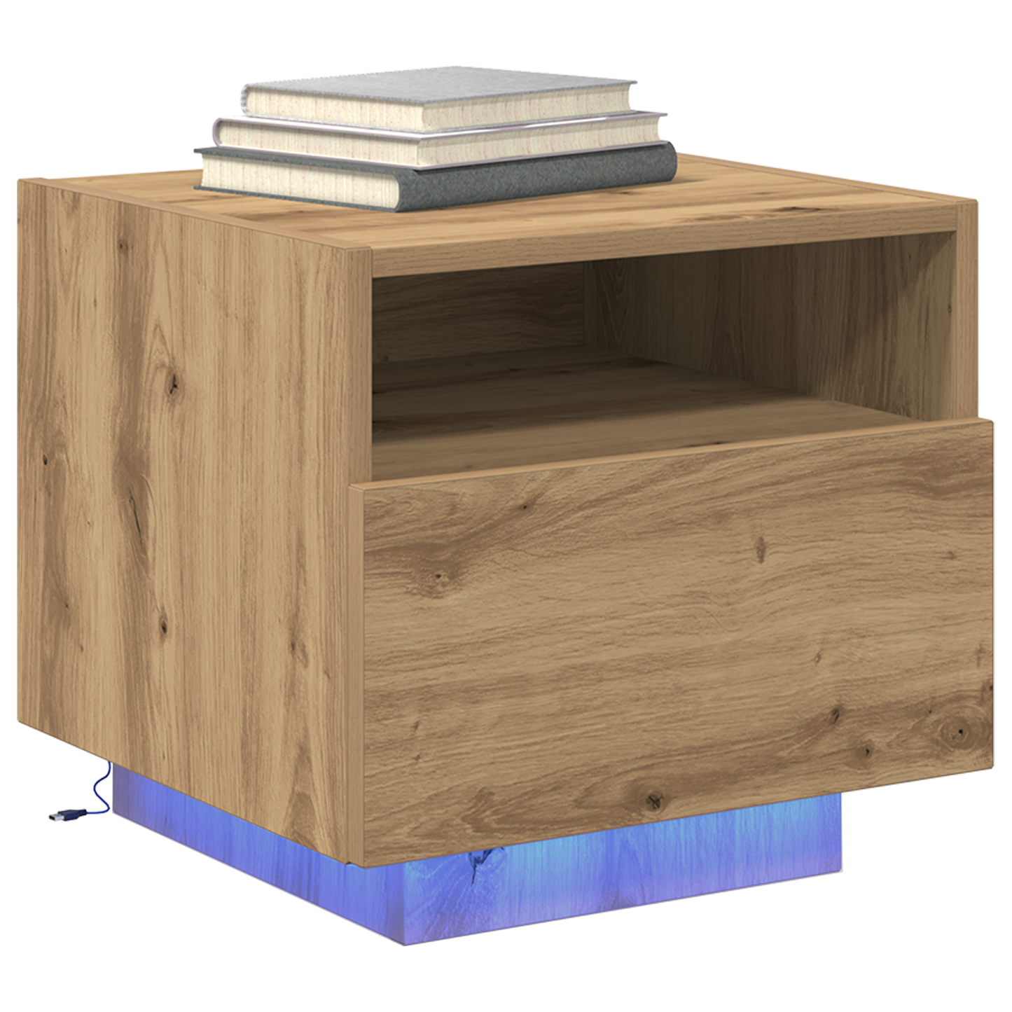 Bedside Cabinet with LED Lights Artisan Oak 40x39x37 cm