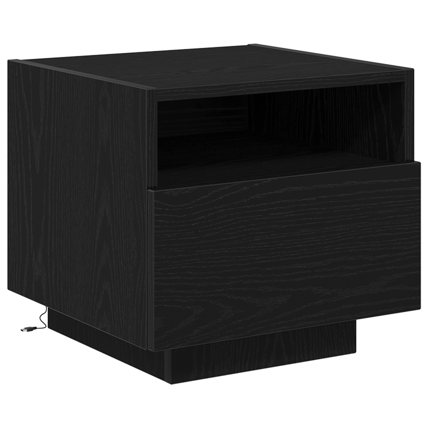 Bedside Cabinet with LED Lights Black Oak 40x39x37 cm
