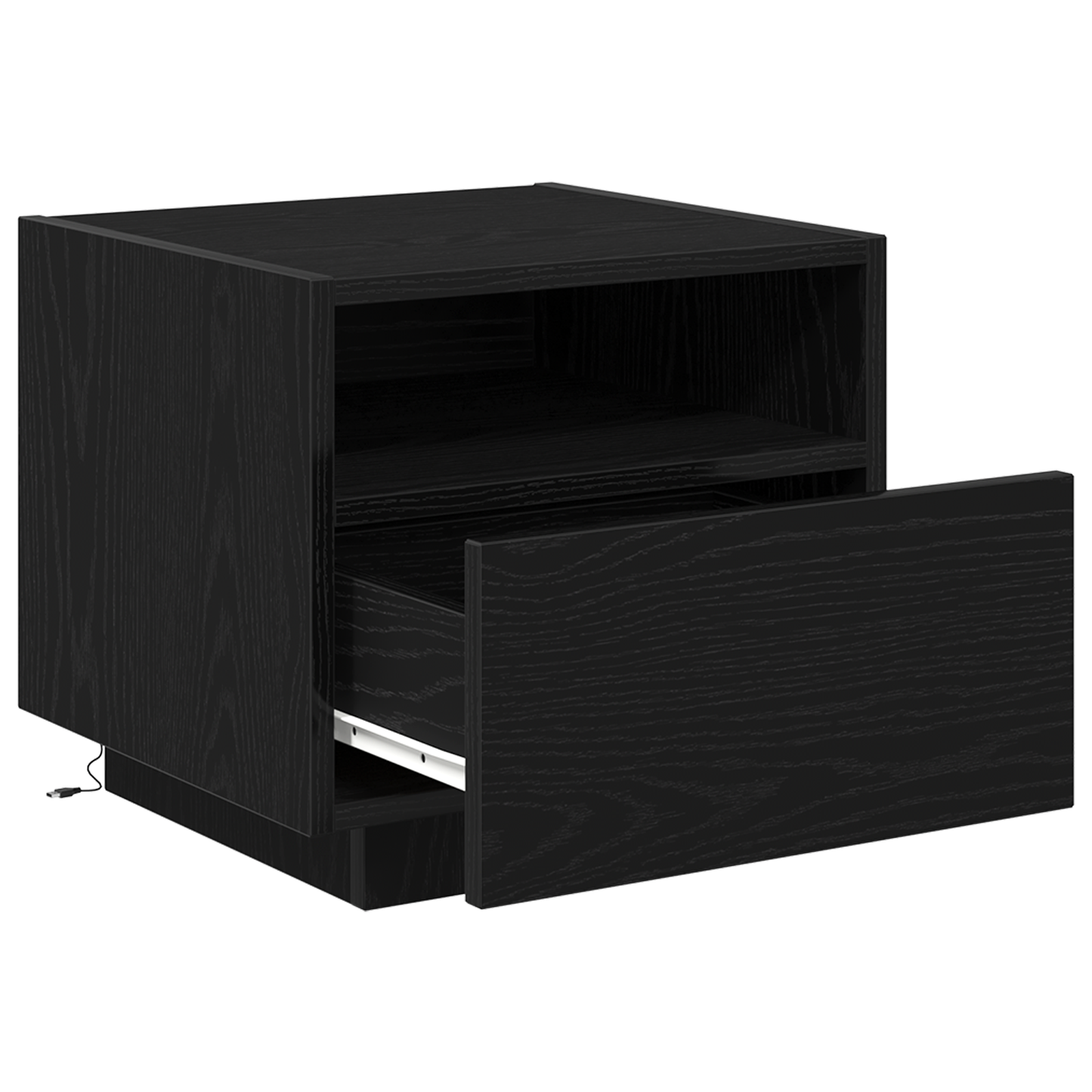 Bedside Cabinet with LED Lights Black Oak 40x39x37 cm