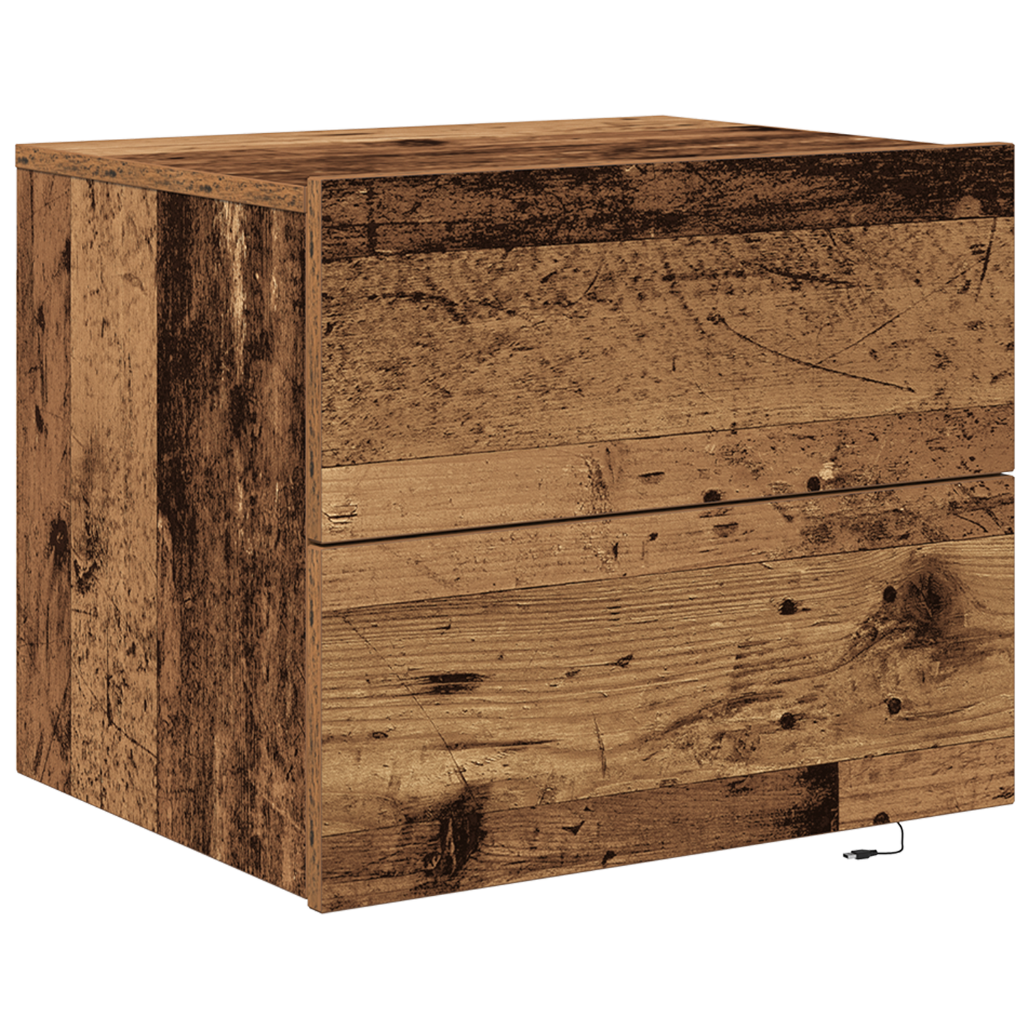 Bedside Cabinet with LED Wall-Mounted Old Wood 50x39x41 cm