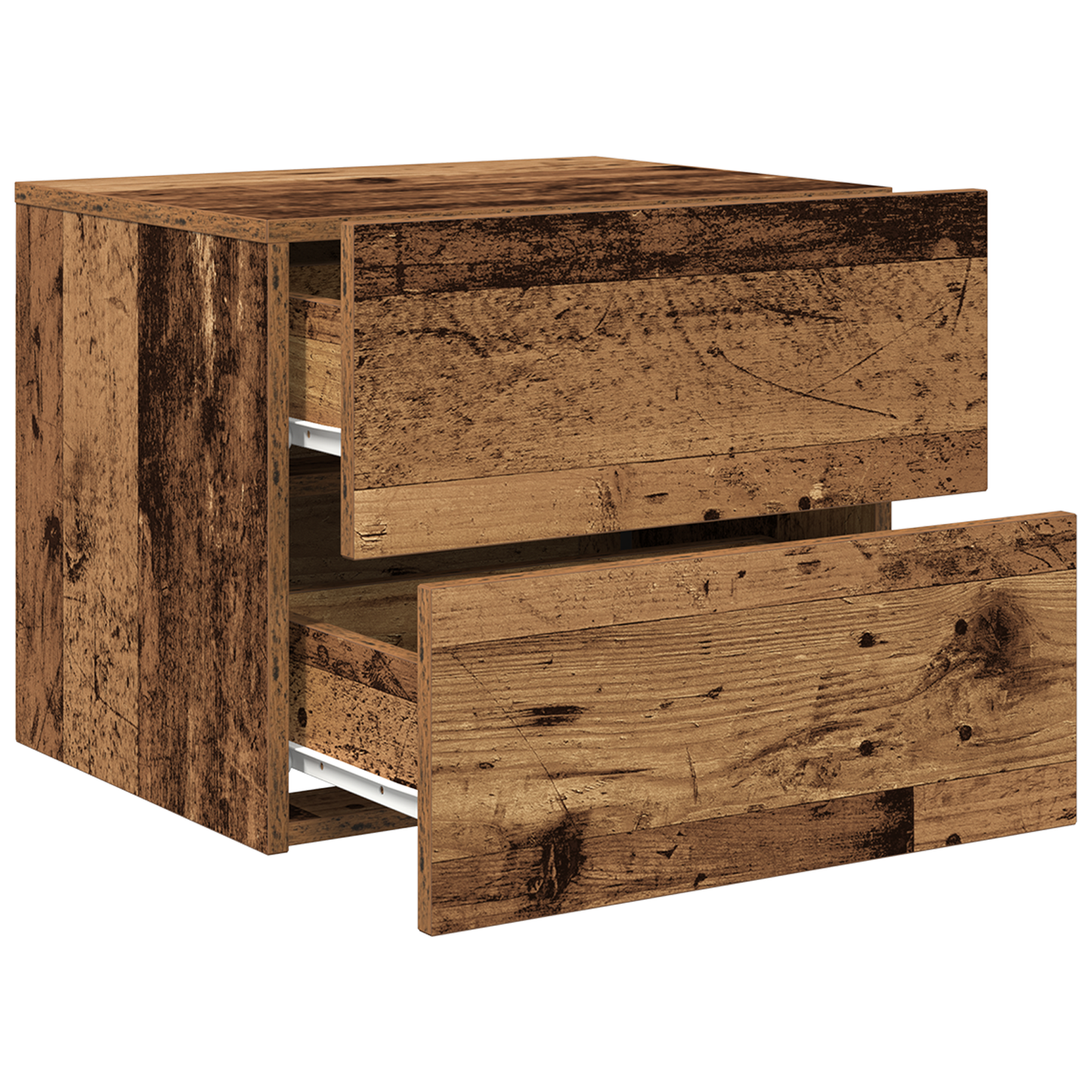 Bedside Cabinet with LED Wall-Mounted Old Wood 50x39x41 cm