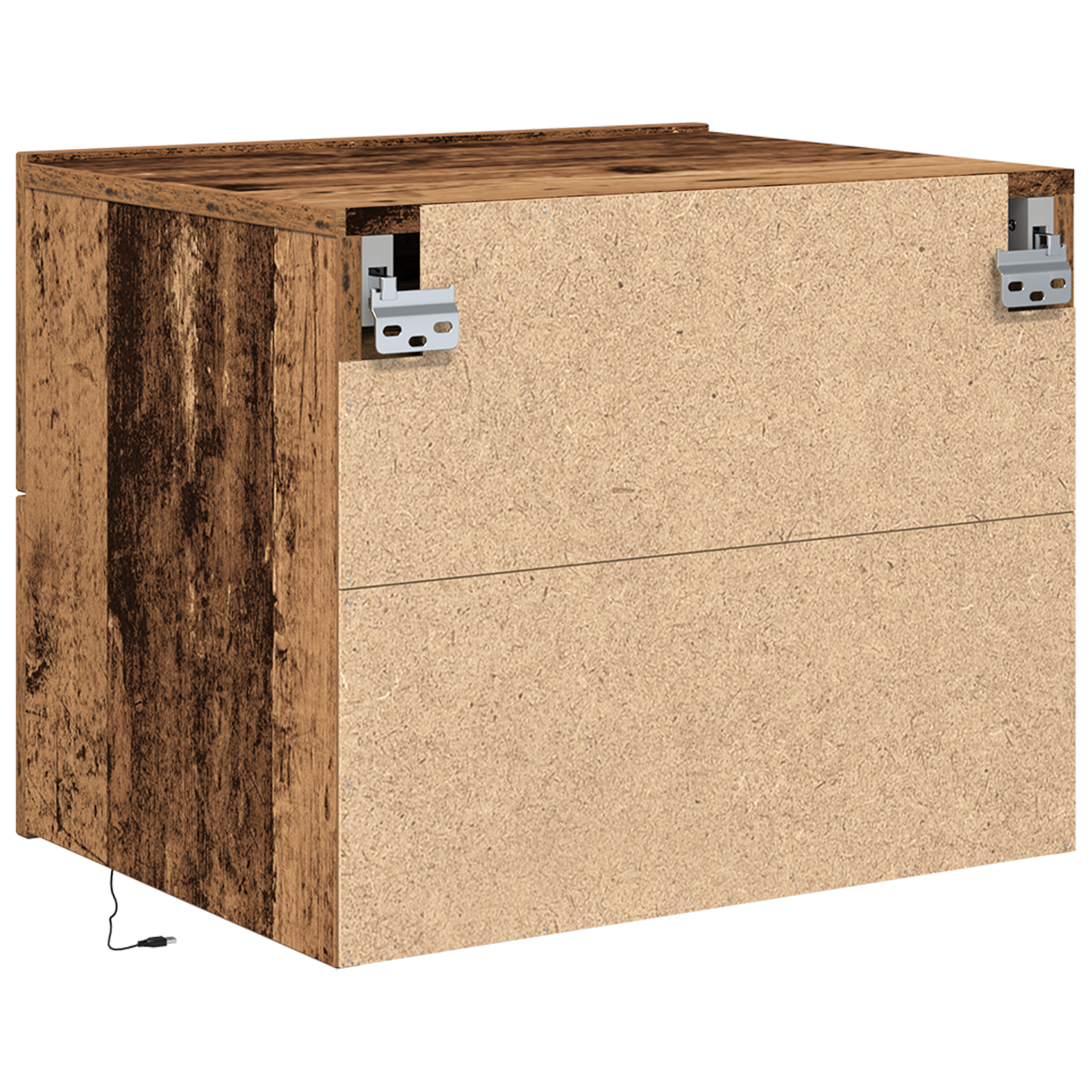 Bedside Cabinet with LED Wall-Mounted Old Wood 50x39x41 cm