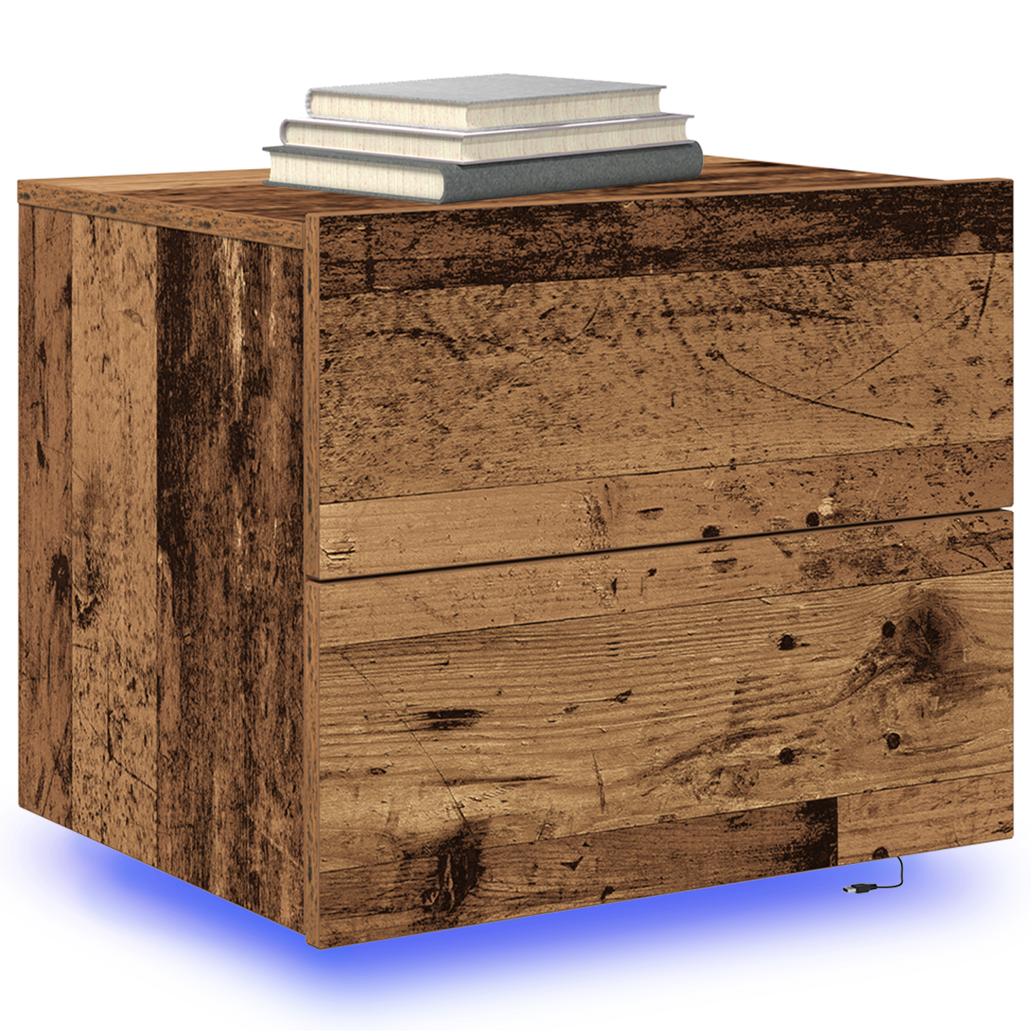 Bedside Cabinet with LED Wall-Mounted Old Wood 50x39x41 cm