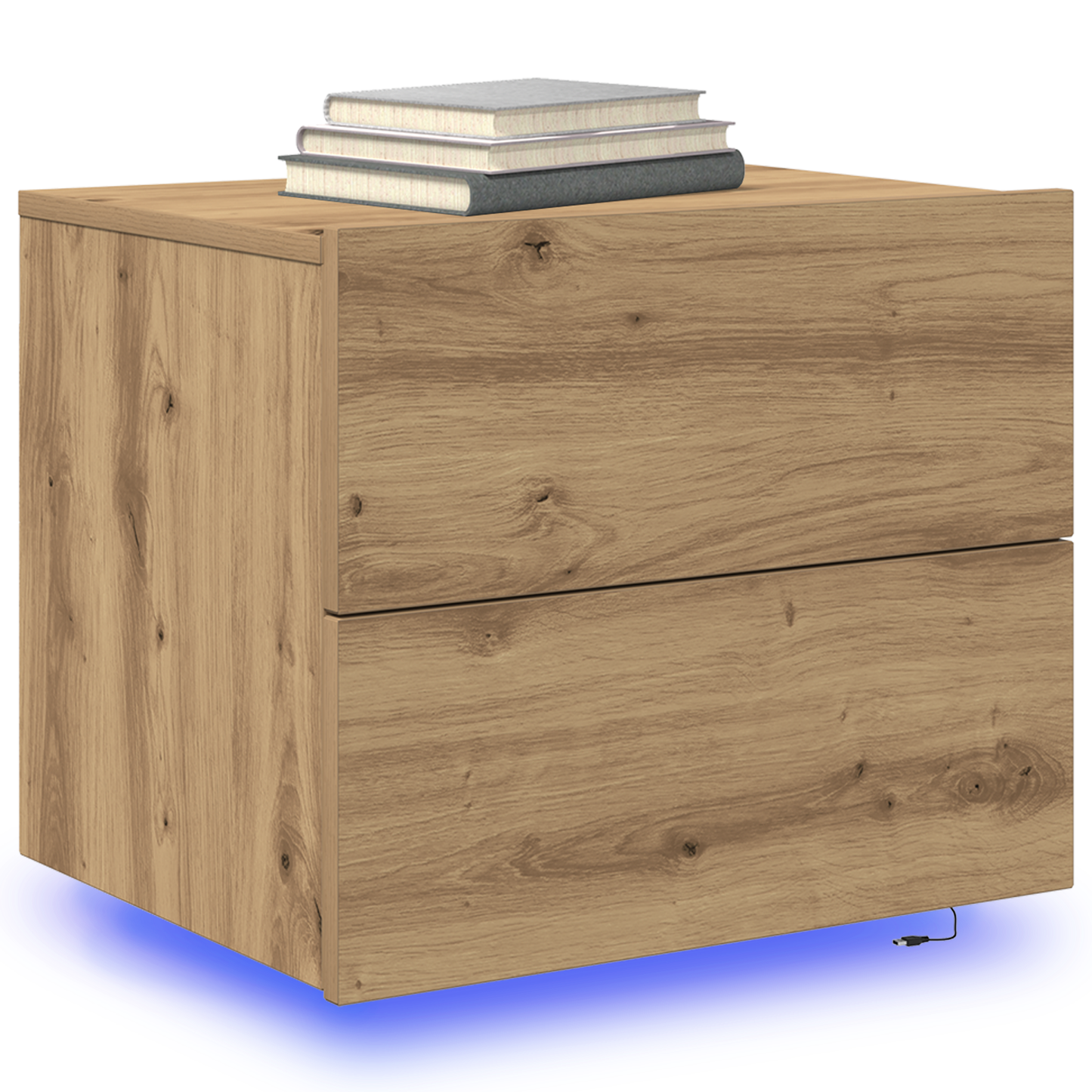 Bedside Cabinets with LED Lights Wall-Mounted 2 pcs Artisan Oak