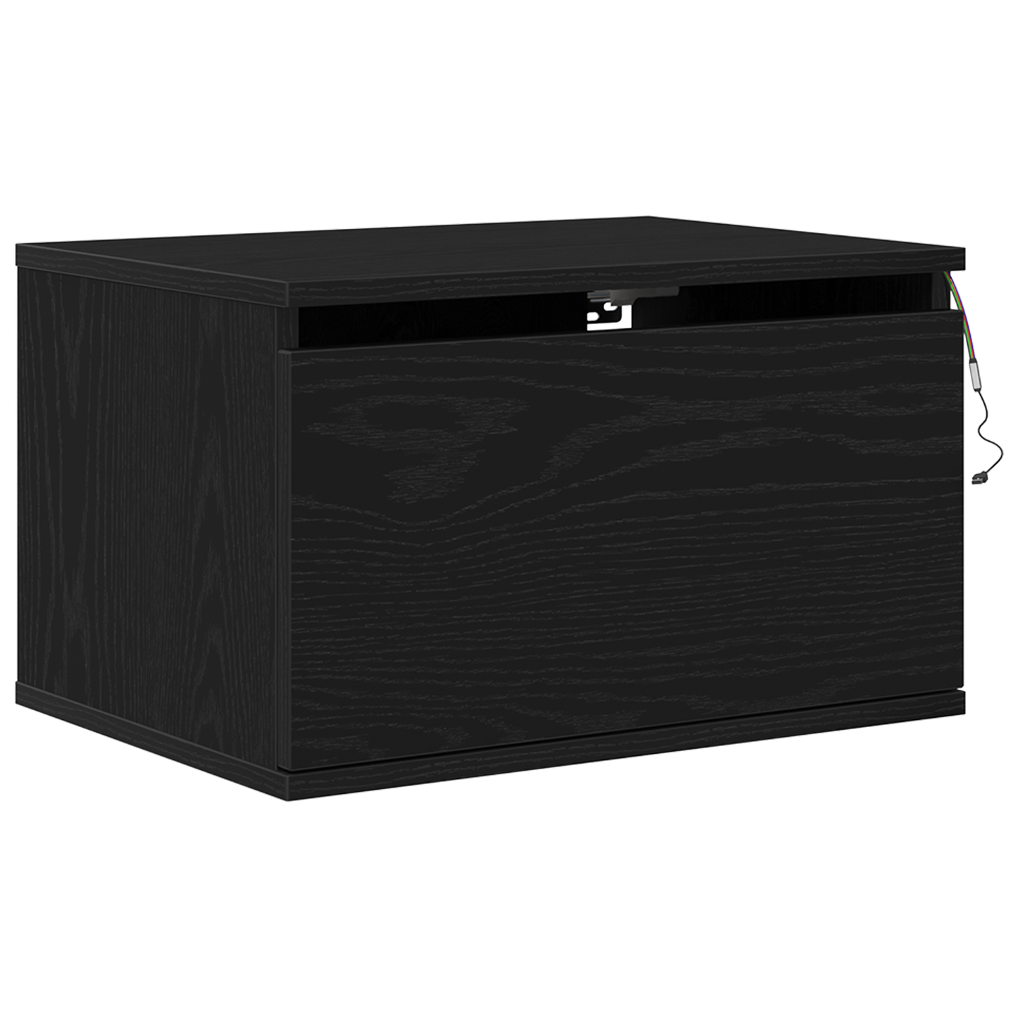 Bedside Cabinet with LED Wall-Mounted Black Oak 50x36x30 cm