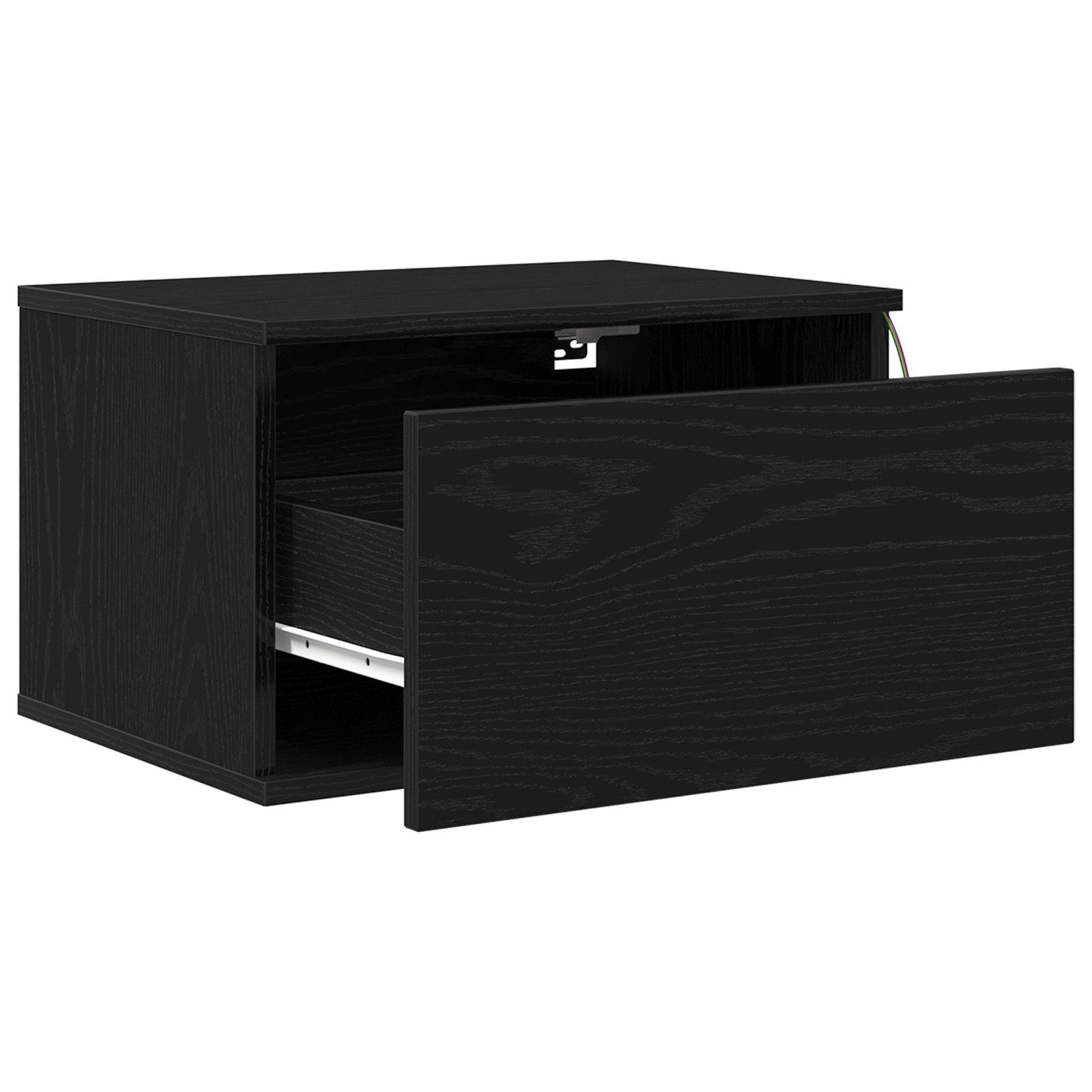 Bedside Cabinet with LED Wall-Mounted Black Oak 50x36x30 cm