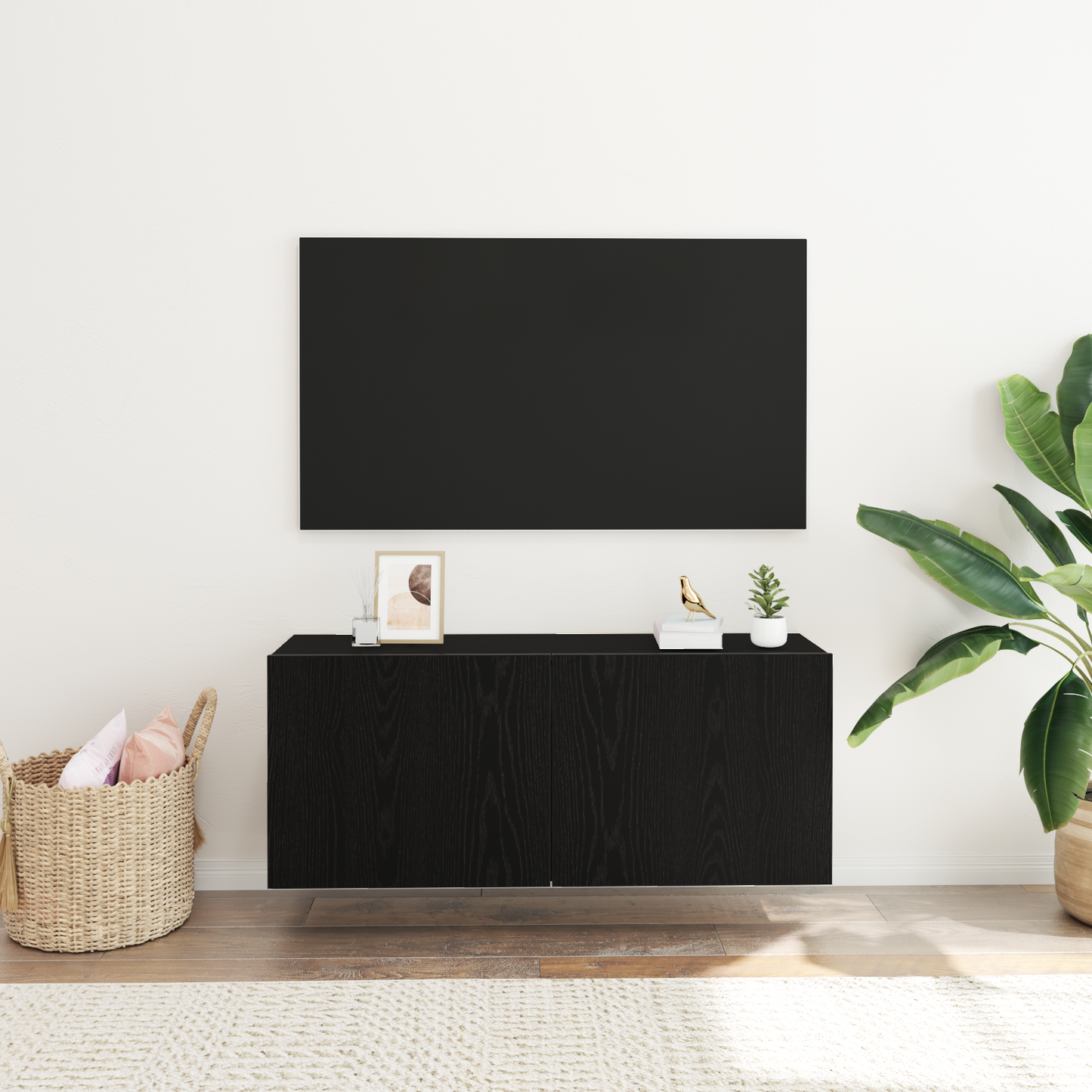 TV Wall Cabinet Black Oak 100x30x41 cm Engineered Wood