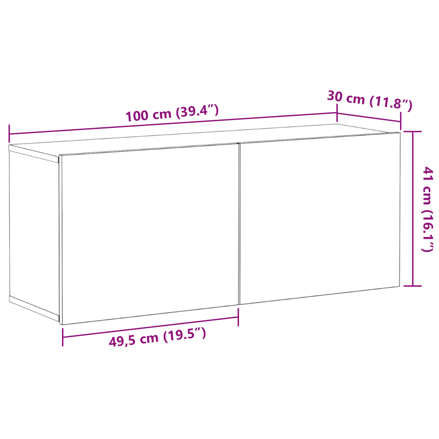 TV Wall Cabinet Black Oak 100x30x41 cm Engineered Wood