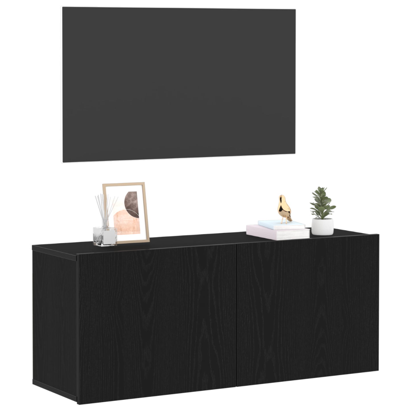 TV Wall Cabinet Black Oak 100x30x41 cm Engineered Wood