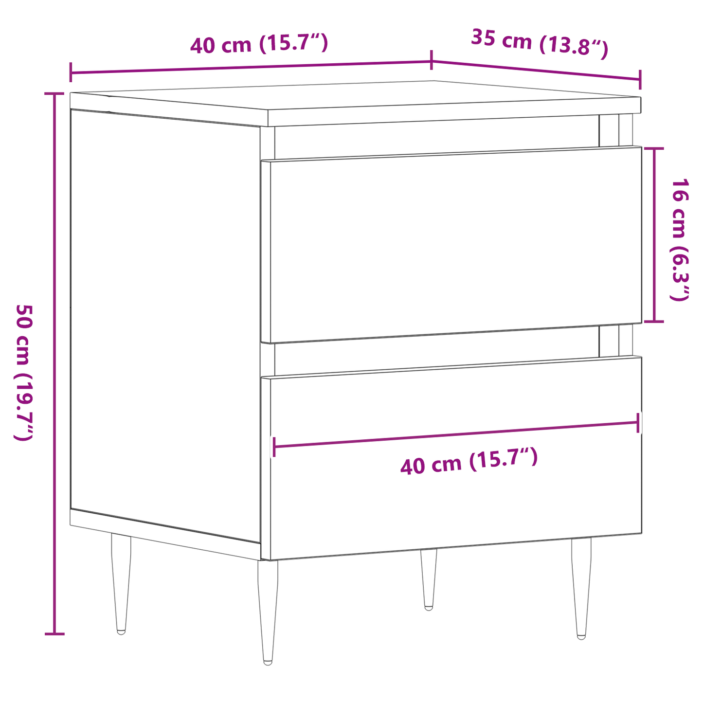 Bedside Cabinet Black Oak 40x35x50 cm Engineered Wood