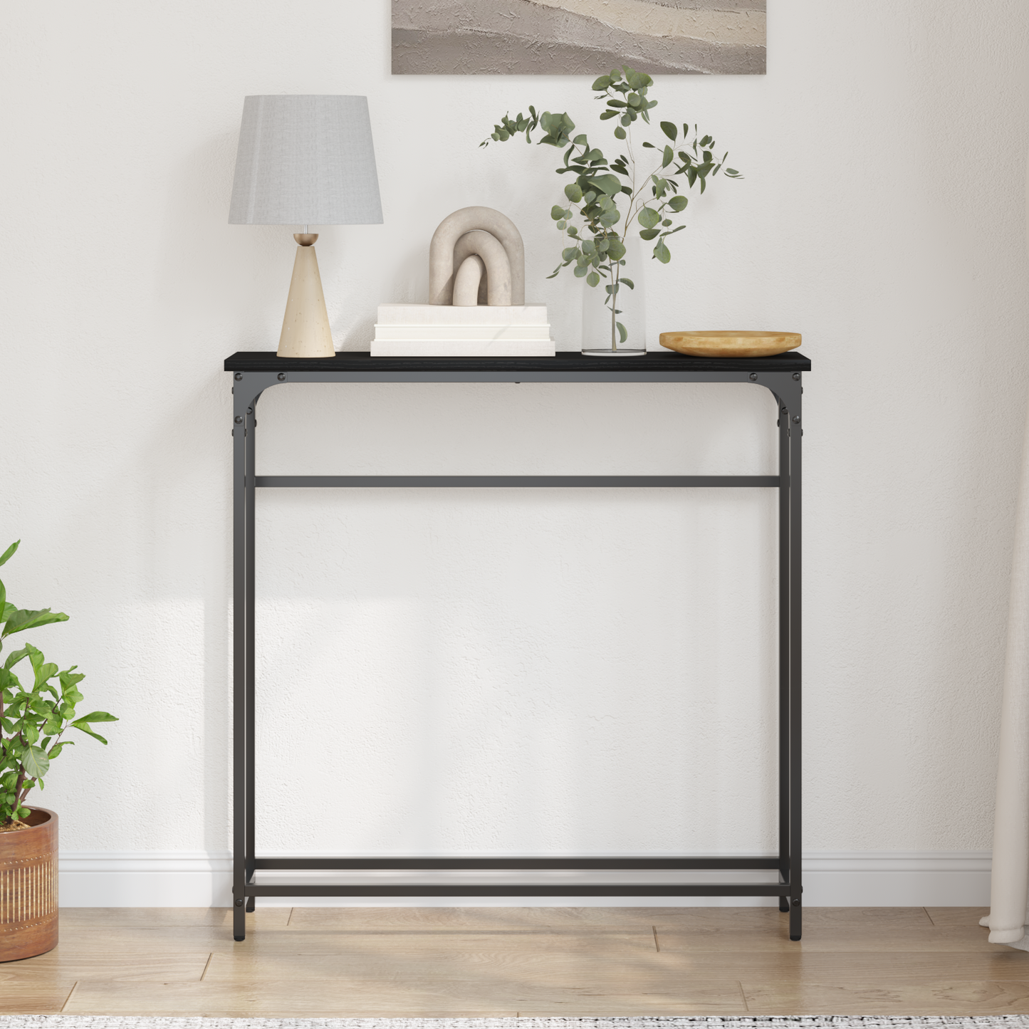 Console Table Black Oak 75x19,5x75 cm Engineered Wood