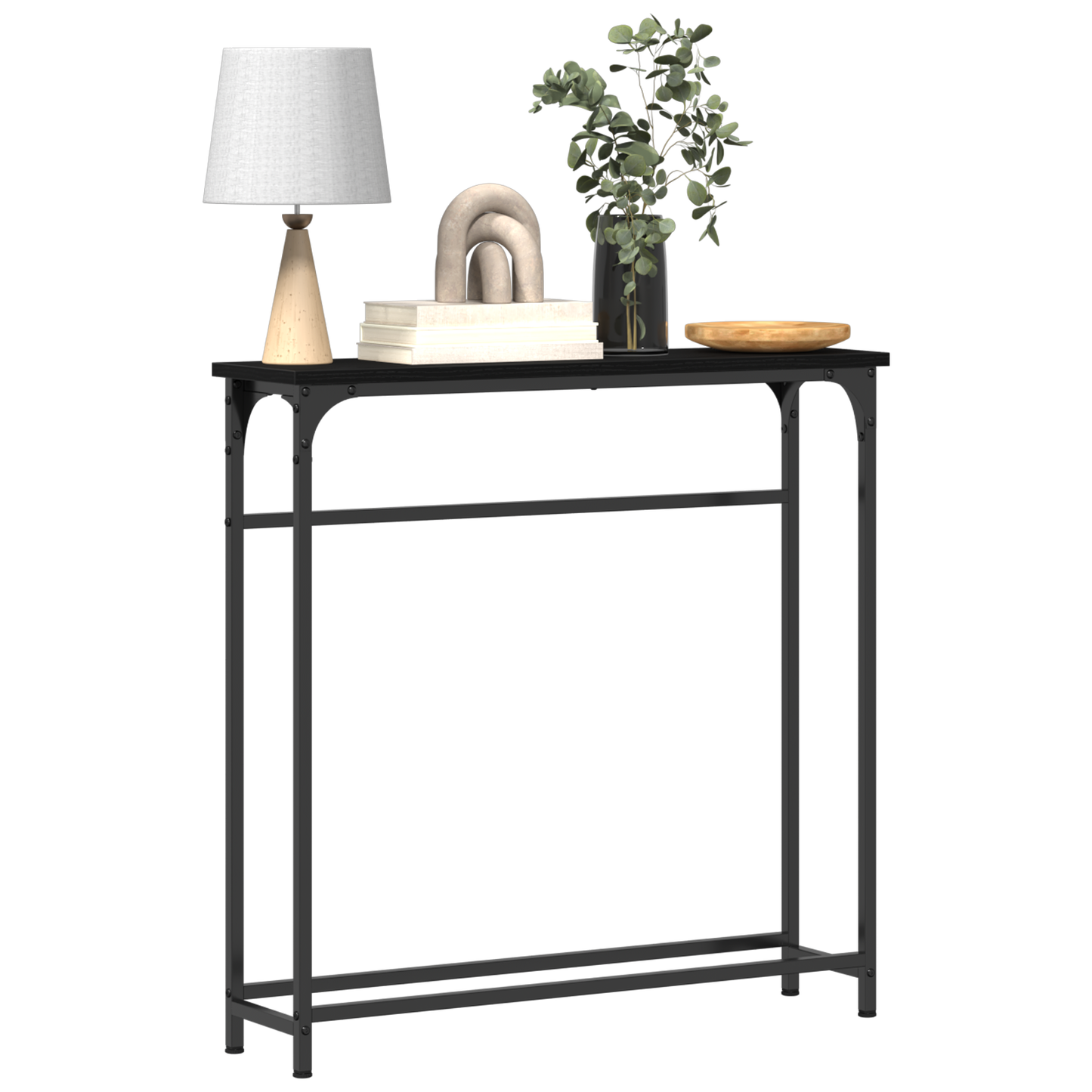 Console Table Black Oak 75x19,5x75 cm Engineered Wood