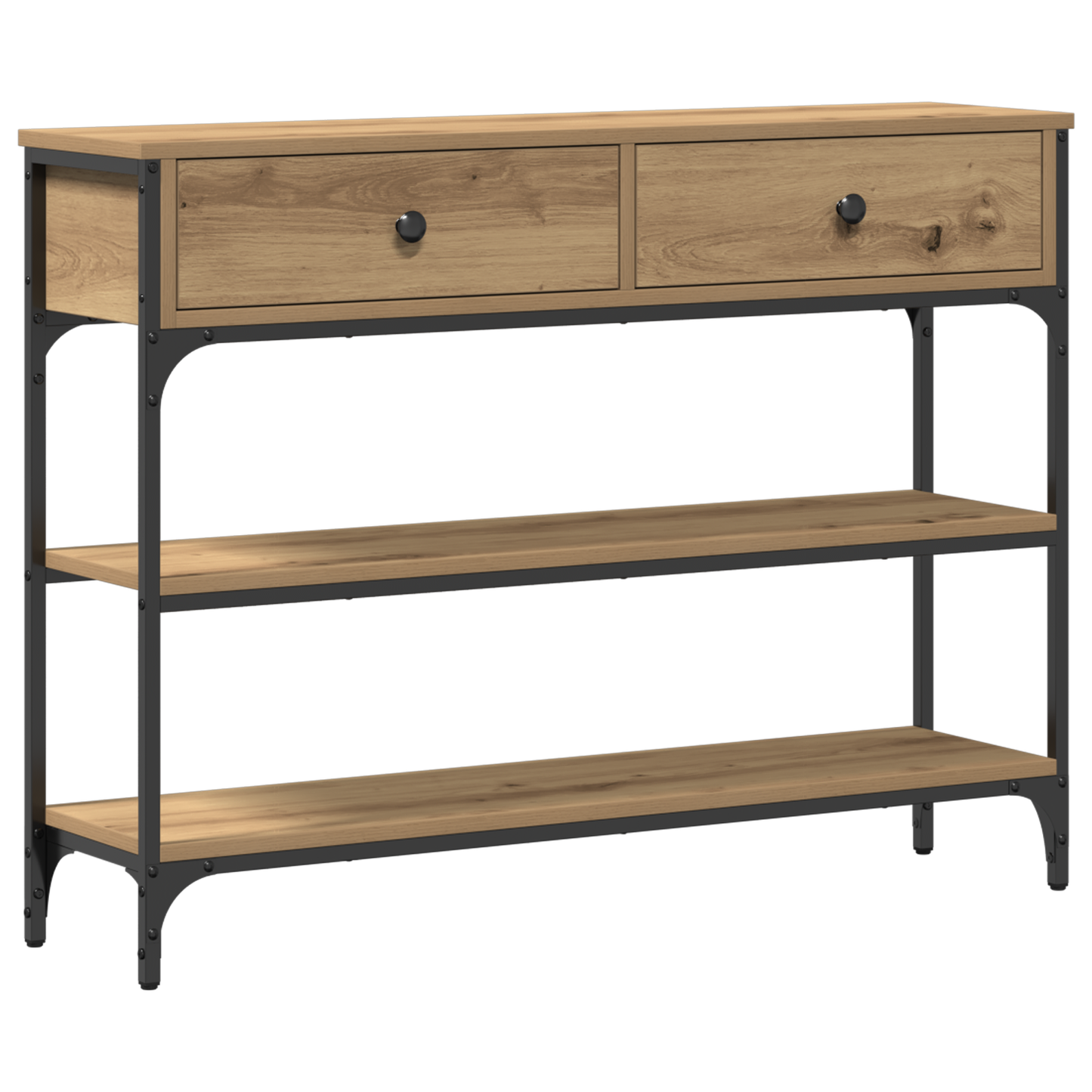 Console Table Artisan Oak 100x25x75 cm Engineered Wood & Steel