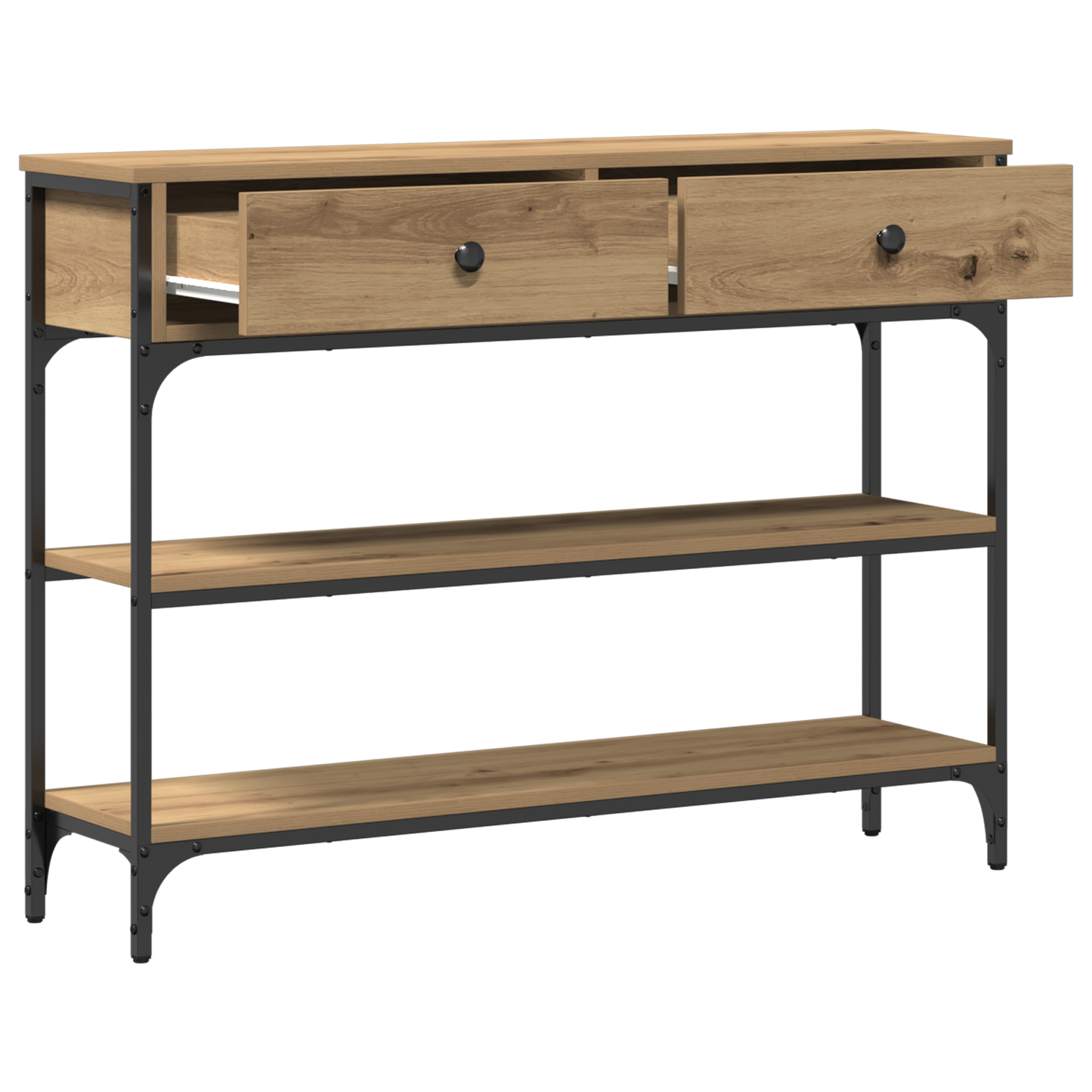 Console Table Artisan Oak 100x25x75 cm Engineered Wood & Steel