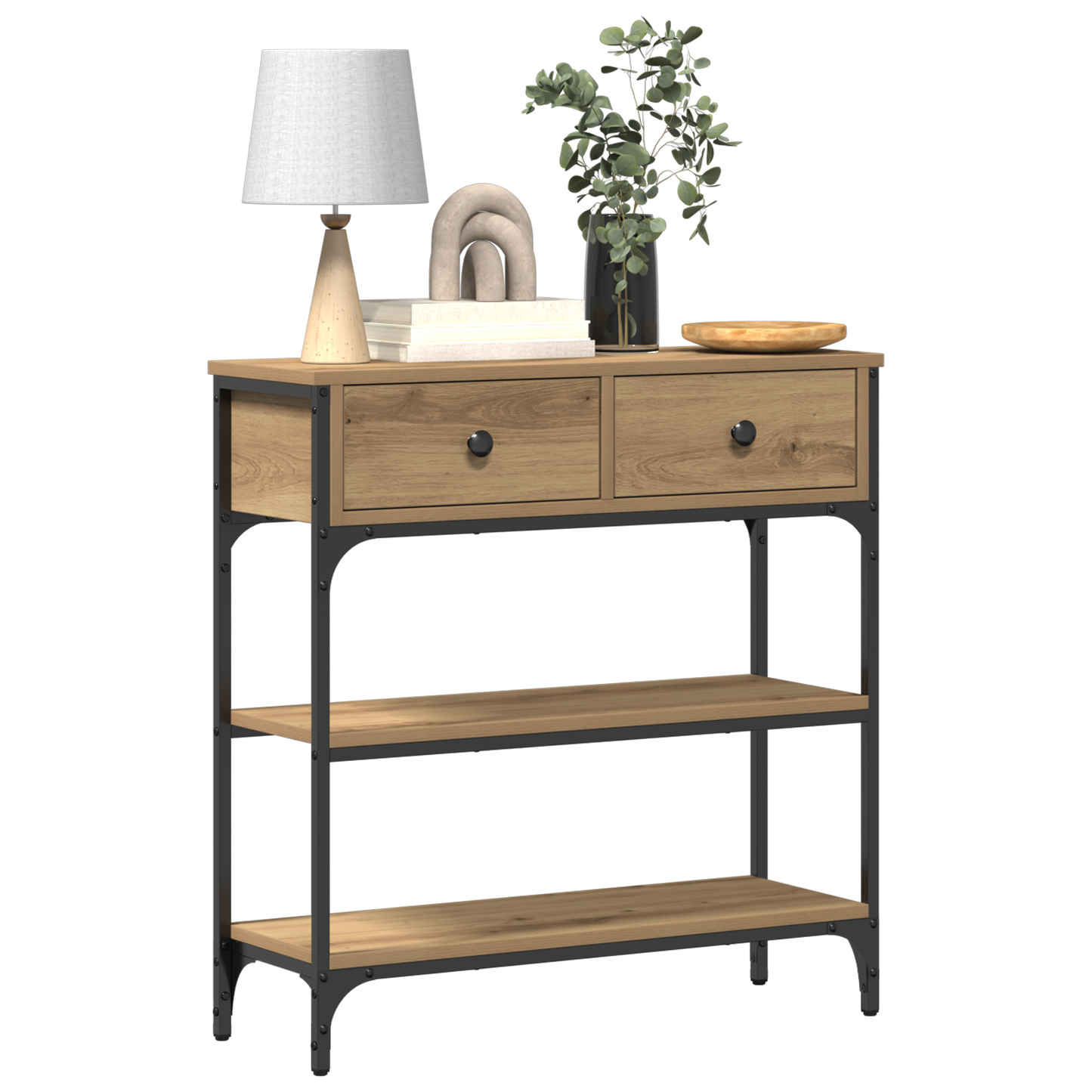 Console Table Artisan Oak 72,5x25x75 cm Engineered Wood & Steel