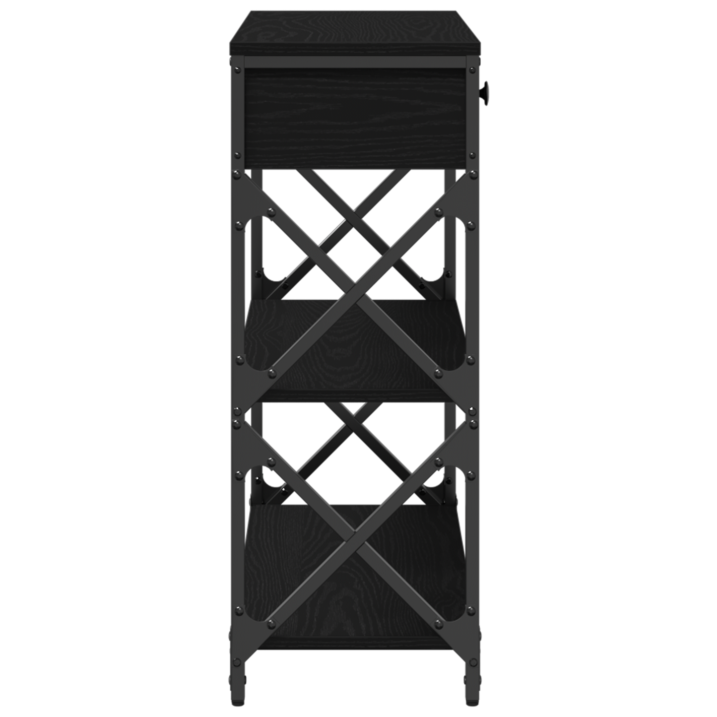 Console Table Black Oak 75x28x75 cm Engineered Wood and Steel