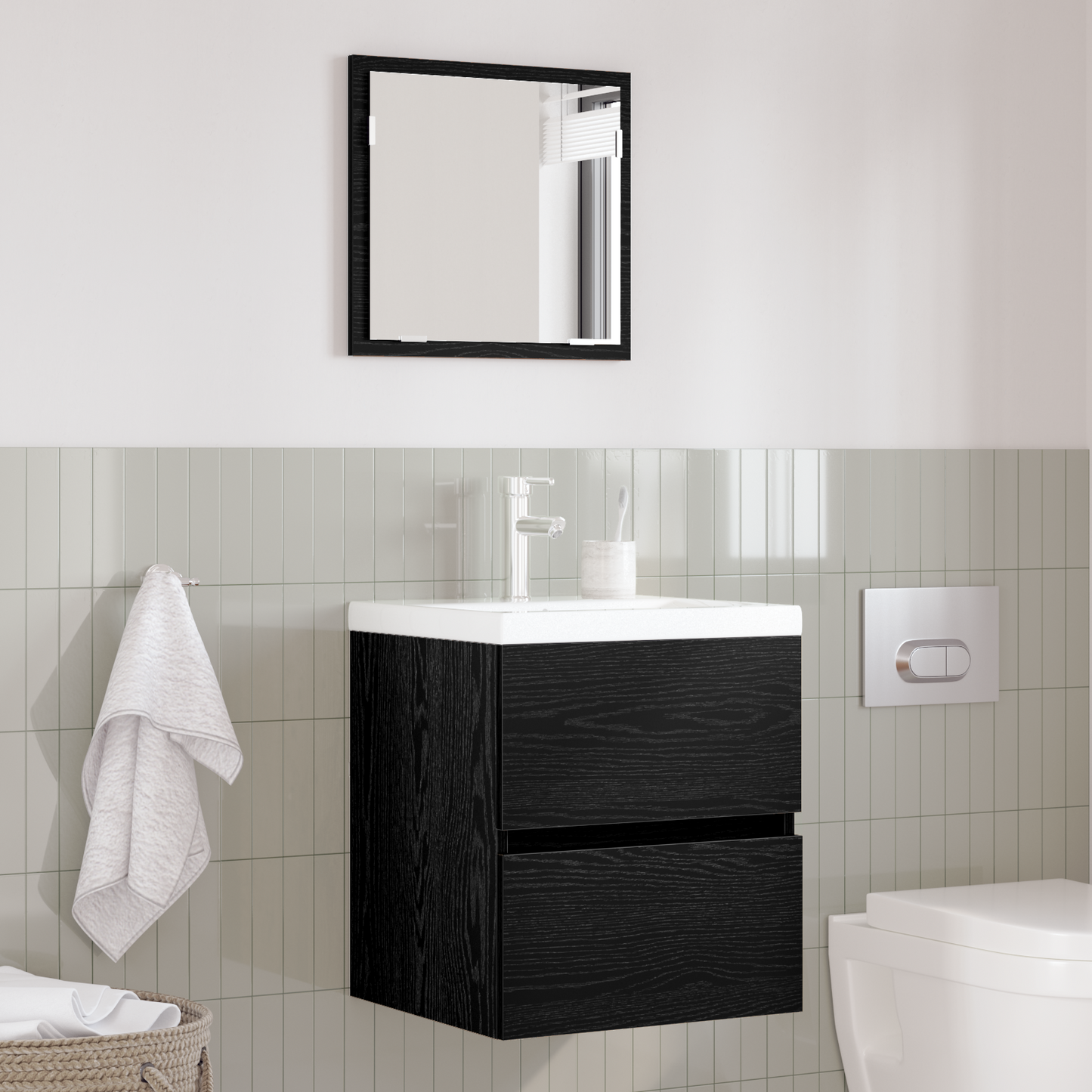 Bathroom Storage Cabinet - Black Oak Engineered Wood Standard