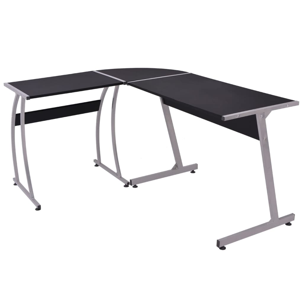 Modern Black L-Shaped Corner Desk - Sleek Wood Finish