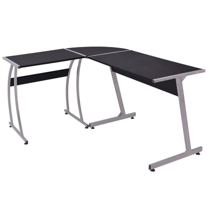 Modern Black L-Shaped Corner Desk - Sleek Wood Finish