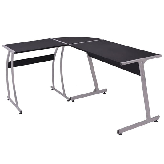 Modern Black L-Shaped Corner Desk - Sleek Wood Finish
