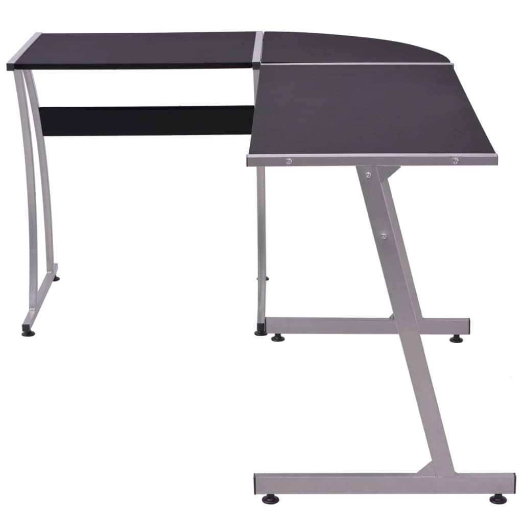 Modern Black L-Shaped Corner Desk - Sleek Wood Finish