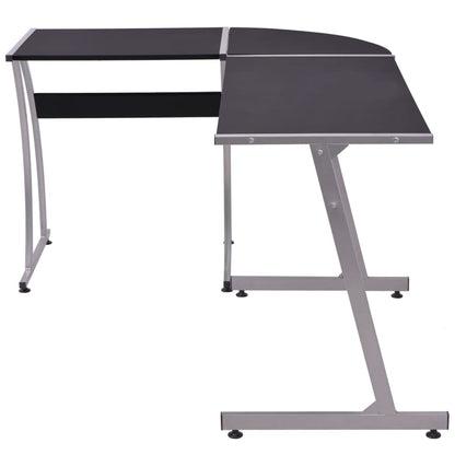 Modern Black L-Shaped Corner Desk - Sleek Wood Finish