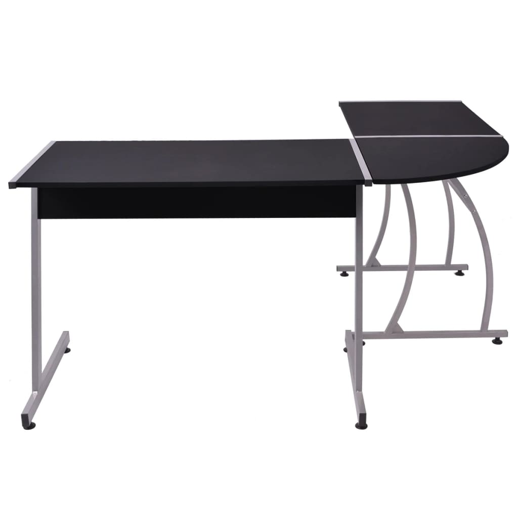Modern Black L-Shaped Corner Desk - Sleek Wood Finish