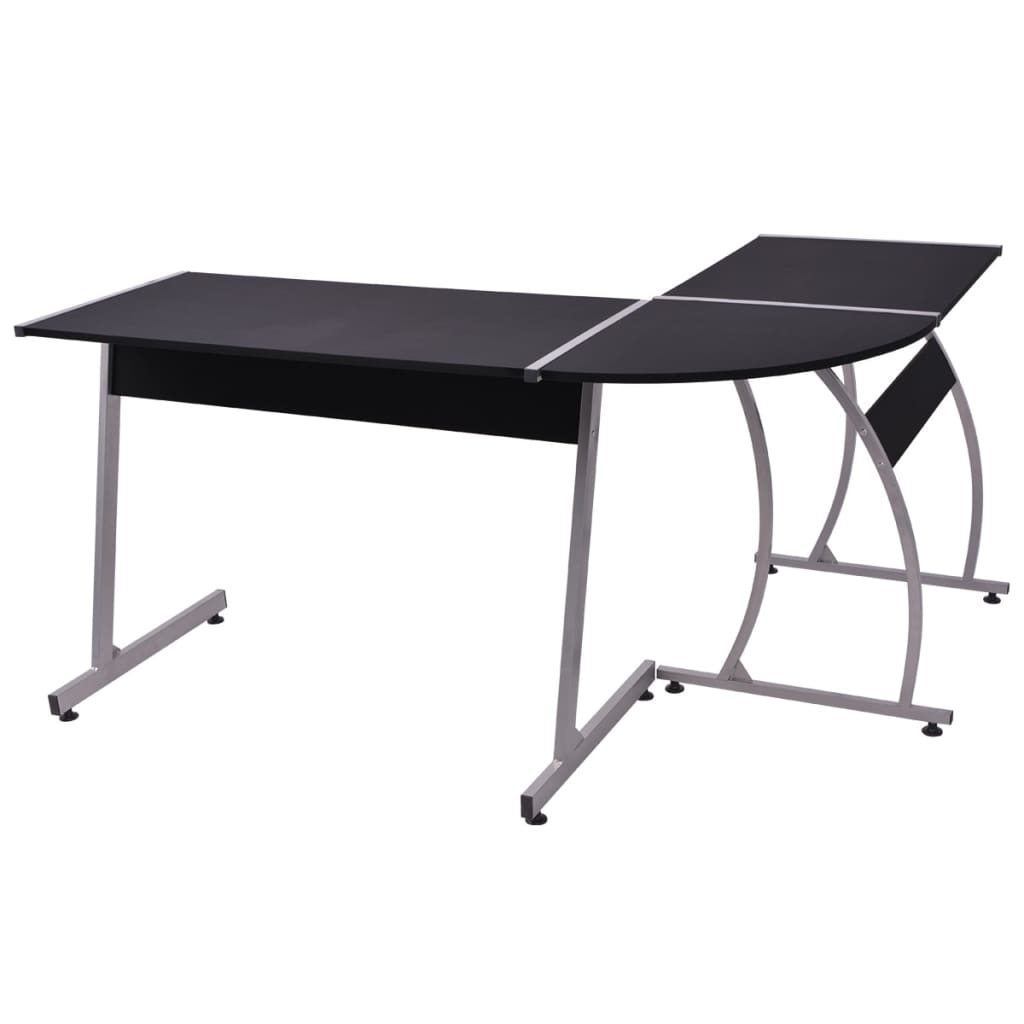 Modern Black L-Shaped Corner Desk - Sleek Wood Finish