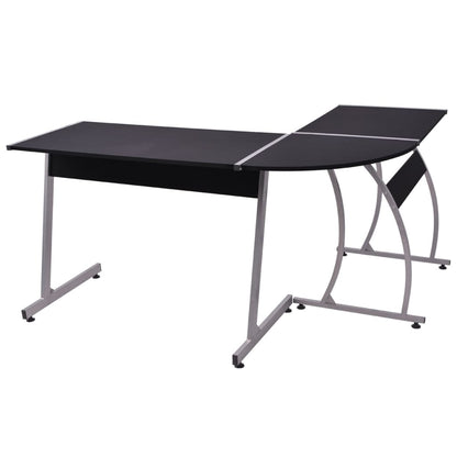 Modern Black L-Shaped Corner Desk - Sleek Wood Finish
