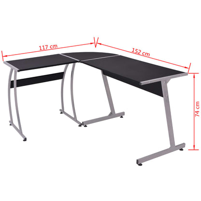 Modern Black L-Shaped Corner Desk - Sleek Wood Finish