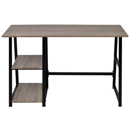 Modern Grey & Oak Desk with 2 Shelves - Stylish & Functional