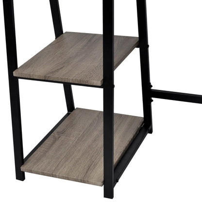 Modern Grey & Oak Desk with 2 Shelves - Stylish & Functional