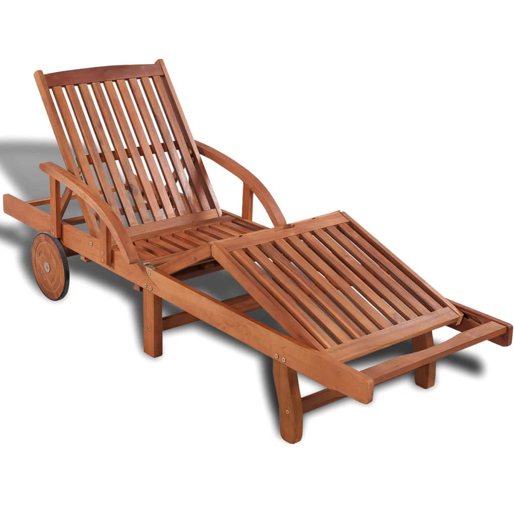 Outdoor Sun Lounger in Solid Acacia Wood - Natural Finish