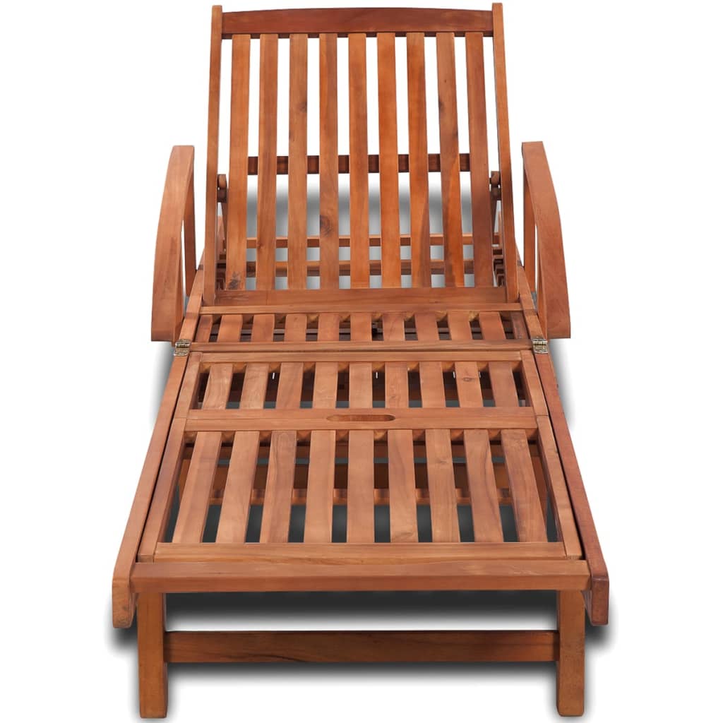Outdoor Sun Lounger in Solid Acacia Wood - Natural Finish