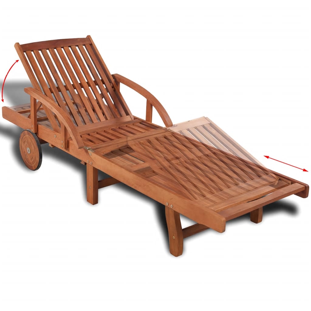Outdoor Sun Lounger in Solid Acacia Wood - Natural Finish