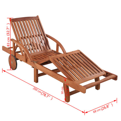 Outdoor Sun Lounger in Solid Acacia Wood - Natural Finish