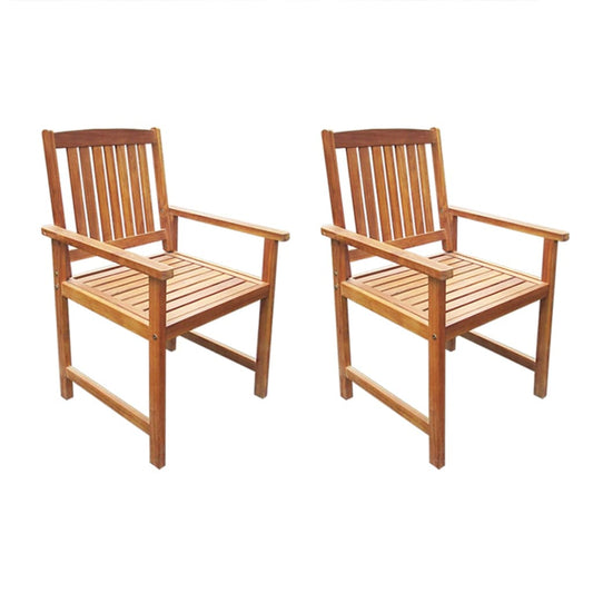 2-Piece Brown Acacia Wood Garden Chairs Set - Durable & Stylish