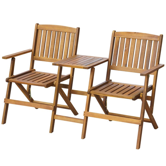 Solid Acacia Folding Garden Bench with Tea Table - 140 cm