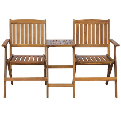 Solid Acacia Folding Garden Bench with Tea Table - 140 cm