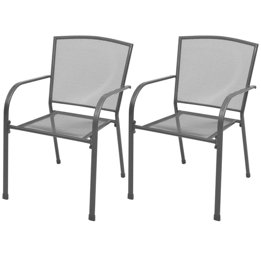 Steel Grey Stackable Garden Chairs, Set of 2 - Durable & Stylish