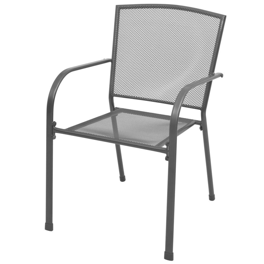 Steel Grey Stackable Garden Chairs, Set of 2 - Durable & Stylish