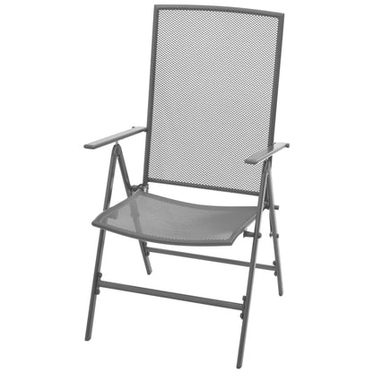 Sleek Steel Grey Stackable Garden Chairs - Set of 2
